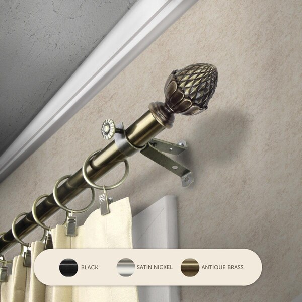 Central Design 0.8125 in. Opal Curtain Rod with 28 to 48 in. Extension, Antique Brass 4867-284 - main